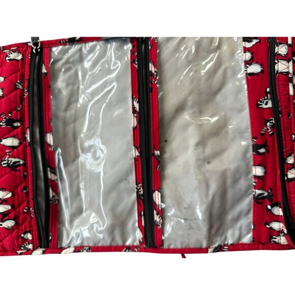 VERA BRADLEY Red Playful Penguins Hanging Cosmetic Makeup Organizer - Picture 9 of 10